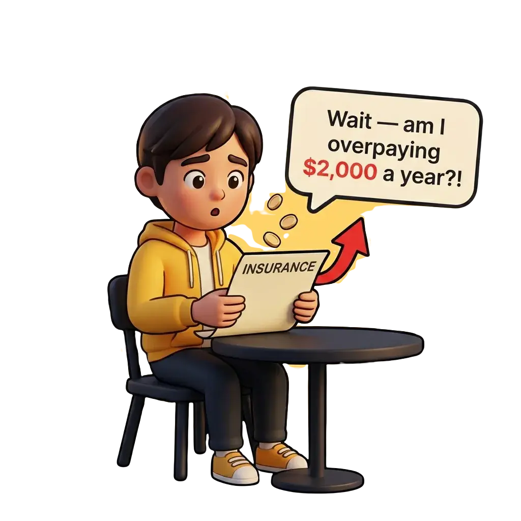 A client reading a renewal notice that came back higher than last year